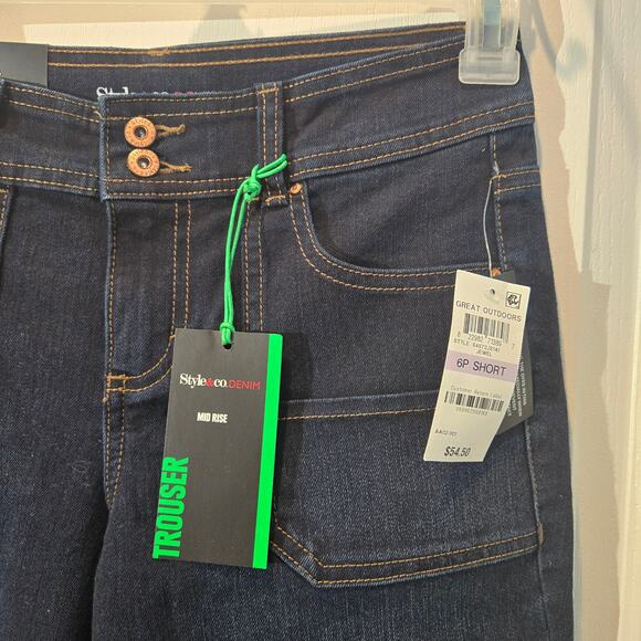 NWT Style & Co Trouser jean Mid Rise 6P petite - Picture 3 of 5